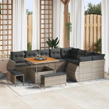 vidaXL Set de canapele pentru grădină 12 pcs Gri 100 x 100 x 71 cm