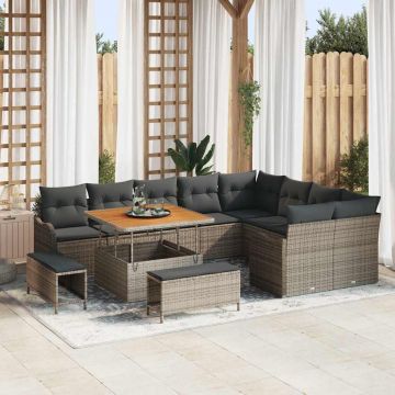 vidaXL Set de canapele pentru grădină 12 pcs Gri 100 x 100 x 71 cm