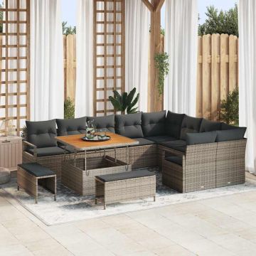 vidaXL Set de canapele pentru grădină 12 pcs Gri 100 x 100 x 71 cm