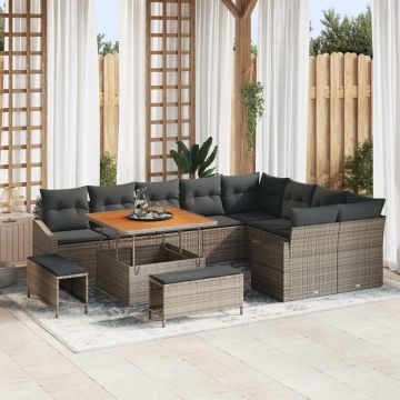 vidaXL Set de canapele pentru grădină 12 pcs Gri 100 x 100 x 71 cm