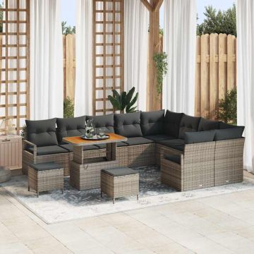 vidaXL Set de canapele pentru grădină 12 pcs Gri 90 x 55 x 71 cm