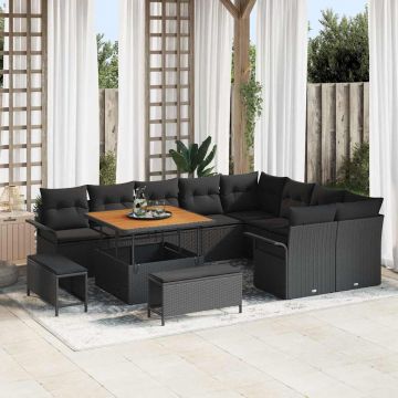 vidaXL Set de canapele pentru grădină 12 pcs Negru 100 x 100 x 71 cm