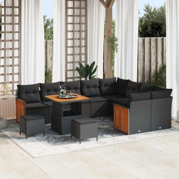 vidaXL Set de canapele pentru grădină 12 pcs Negru 80 x 80 x 71 cm