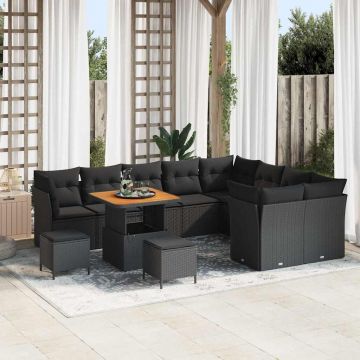 vidaXL Set de canapele pentru grădină 12 pcs Negru 80 x 80 x 71 cm