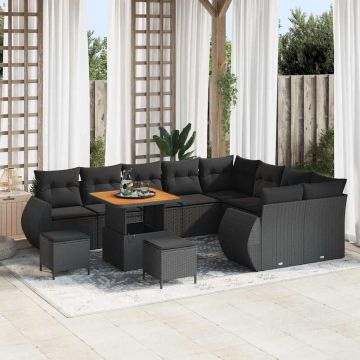 vidaXL Set de canapele pentru grădină 12 pcs Negru 80 x 80 x 71 cm