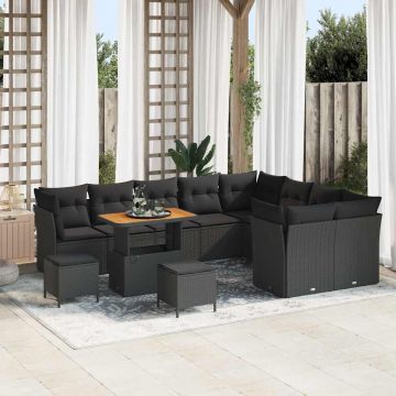 vidaXL Set de canapele pentru grădină 12 pcs Negru 90 x 55 x 71 cm