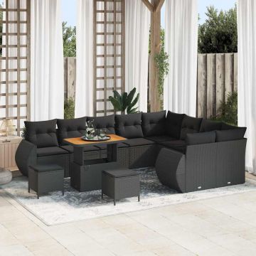 vidaXL Set de canapele pentru grădină 12 pcs Negru 90 x 55 x 71 cm