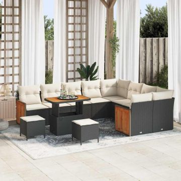 vidaXL Set de canapele pentru grădină 12 pcs Negru și Crem