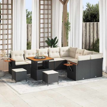 vidaXL Set de canapele pentru grădină 12 pcs Negru Rattan poli
