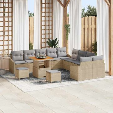 vidaXL Set de canapele pentru grădină 13 pcs Beige și gri deschis