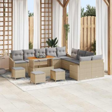 vidaXL Set de canapele pentru grădină 13 pcs Beige și gri deschis