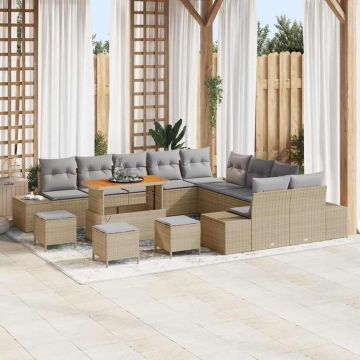 vidaXL Set de canapele pentru grădină 13 pcs Beige și gri deschis