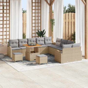 vidaXL Set de canapele pentru grădină 13 pcs Beige și gri deschis