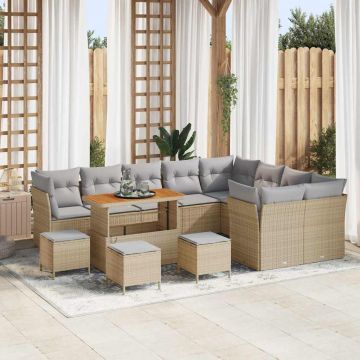 vidaXL Set de canapele pentru grădină 13 pcs bej și gri deschis