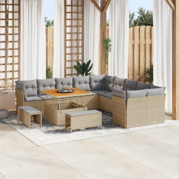 vidaXL Set de canapele pentru grădină 13 pcs bej și gri deschis