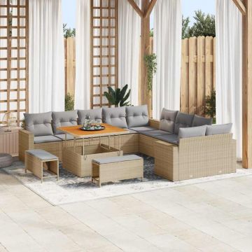 vidaXL Set de canapele pentru grădină 13 pcs bej și gri deschis