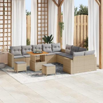 vidaXL Set de canapele pentru grădină 13 pcs bej și gri deschis
