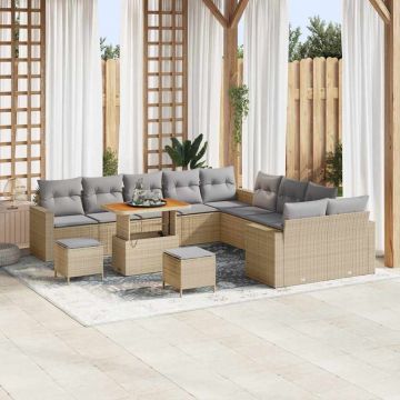 vidaXL Set de canapele pentru grădină 13 pcs bej și gri deschis