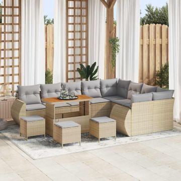 vidaXL Set de canapele pentru grădină 13 pcs bej și gri deschis