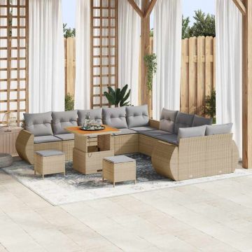 vidaXL Set de canapele pentru grădină 13 pcs bej și gri deschis