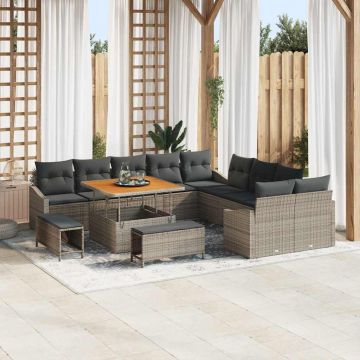 vidaXL Set de canapele pentru grădină 13 pcs Gri deschis și gri închis