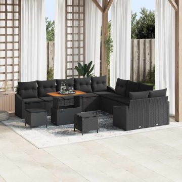 vidaXL Set de canapele pentru grădină 13 pcs Negru 100 x 100 x 71 cm