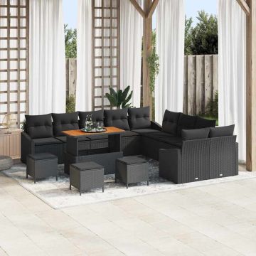 vidaXL Set de canapele pentru grădină 13 pcs Negru 100 x 100 x 71 cm
