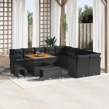 vidaXL Set de canapele pentru grădină 13 pcs Negru 100 x 100 x 71 cm