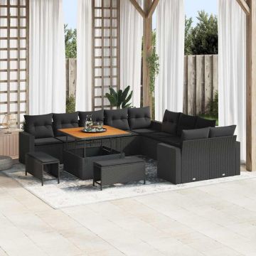vidaXL Set de canapele pentru grădină 13 pcs Negru 100 x 100 x 71 cm