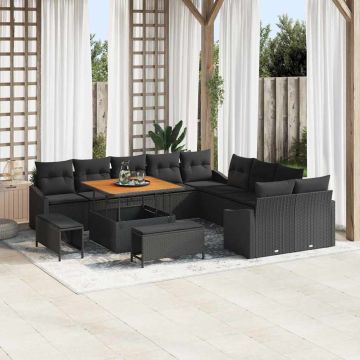 vidaXL Set de canapele pentru grădină 13 pcs Negru 100 x 100 x 71 cm