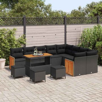 vidaXL Set de canapele pentru grădină 13 pcs Negru 110 x 55 x 71 cm