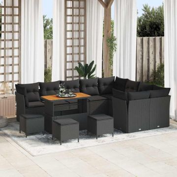 vidaXL Set de canapele pentru grădină 13 pcs Negru 110 x 55 x 71 cm