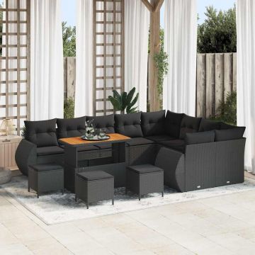 vidaXL Set de canapele pentru grădină 13 pcs Negru 110 x 55 x 71 cm