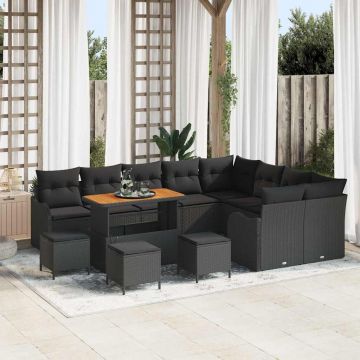 vidaXL Set de canapele pentru grădină 13 pcs Negru 110 x 55 x 71 cm