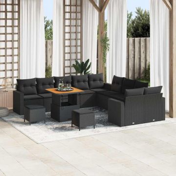 vidaXL Set de canapele pentru grădină 13 pcs Negru 80 x 80 x 71 cm