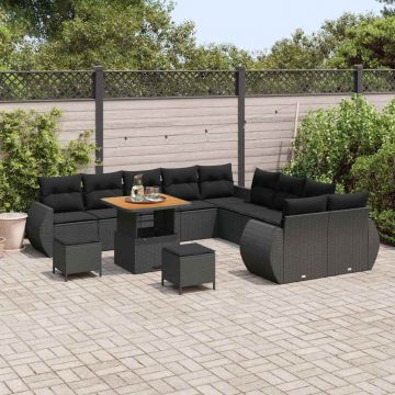 vidaXL Set de canapele pentru grădină 13 pcs Negru 80 x 80 x 71 cm
