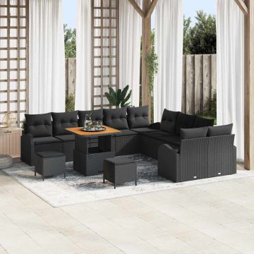 vidaXL Set de canapele pentru grădină 13 pcs Negru 80 x 80 x 71 cm
