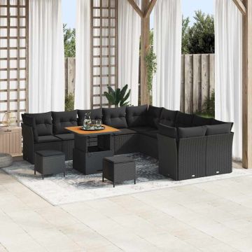vidaXL Set de canapele pentru grădină 13 pcs Negru 80 x 80 x 71 cm