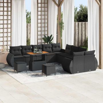 vidaXL Set de canapele pentru grădină 13 pcs Negru 90 x 55 x 71 cm