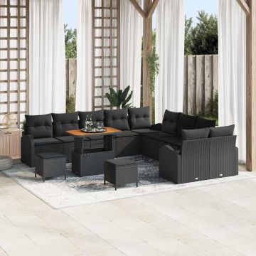 vidaXL Set de canapele pentru grădină 13 pcs Negru 90 x 55 x 71 cm