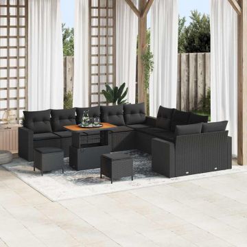 vidaXL Set de canapele pentru grădină 13 pcs Negru 90 x 55 x 71 cm