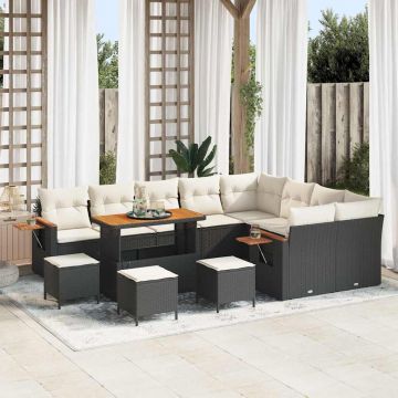 vidaXL Set de canapele pentru grădină 13 pcs Negru Rattan poli