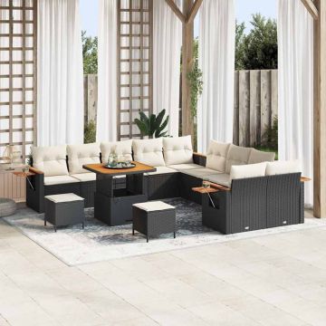 vidaXL Set de canapele pentru grădină 13 pcs Negru Rattan poli