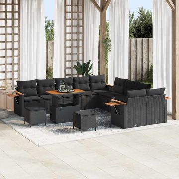 vidaXL Set de canapele pentru grădină 13 pcs Negru Rattan poli
