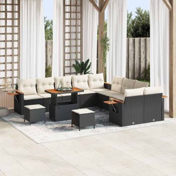 vidaXL Set de canapele pentru grădină 13 pcs Negru Rattan poli