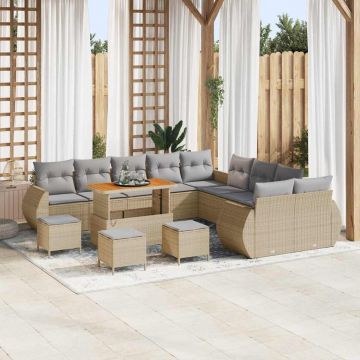 vidaXL Set de canapele pentru grădină 14 pcs bej și gri deschis