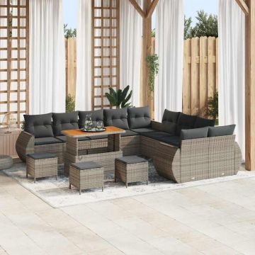 vidaXL Set de canapele pentru grădină 14 pcs Gri 110 x 55 x 71 cm