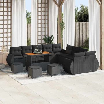 vidaXL Set de canapele pentru grădină 14 pcs Negru 110 x 55 x 71 cm