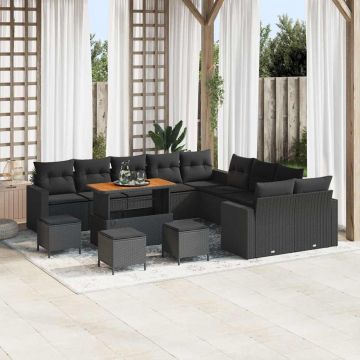 vidaXL Set de canapele pentru grădină 14 pcs Negru 110 x 55 x 71 cm