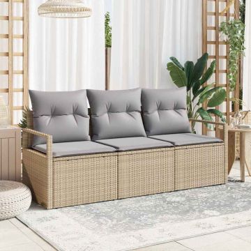 vidaXL Set de canapele pentru grădină 3 pcs Beige și gri deschis